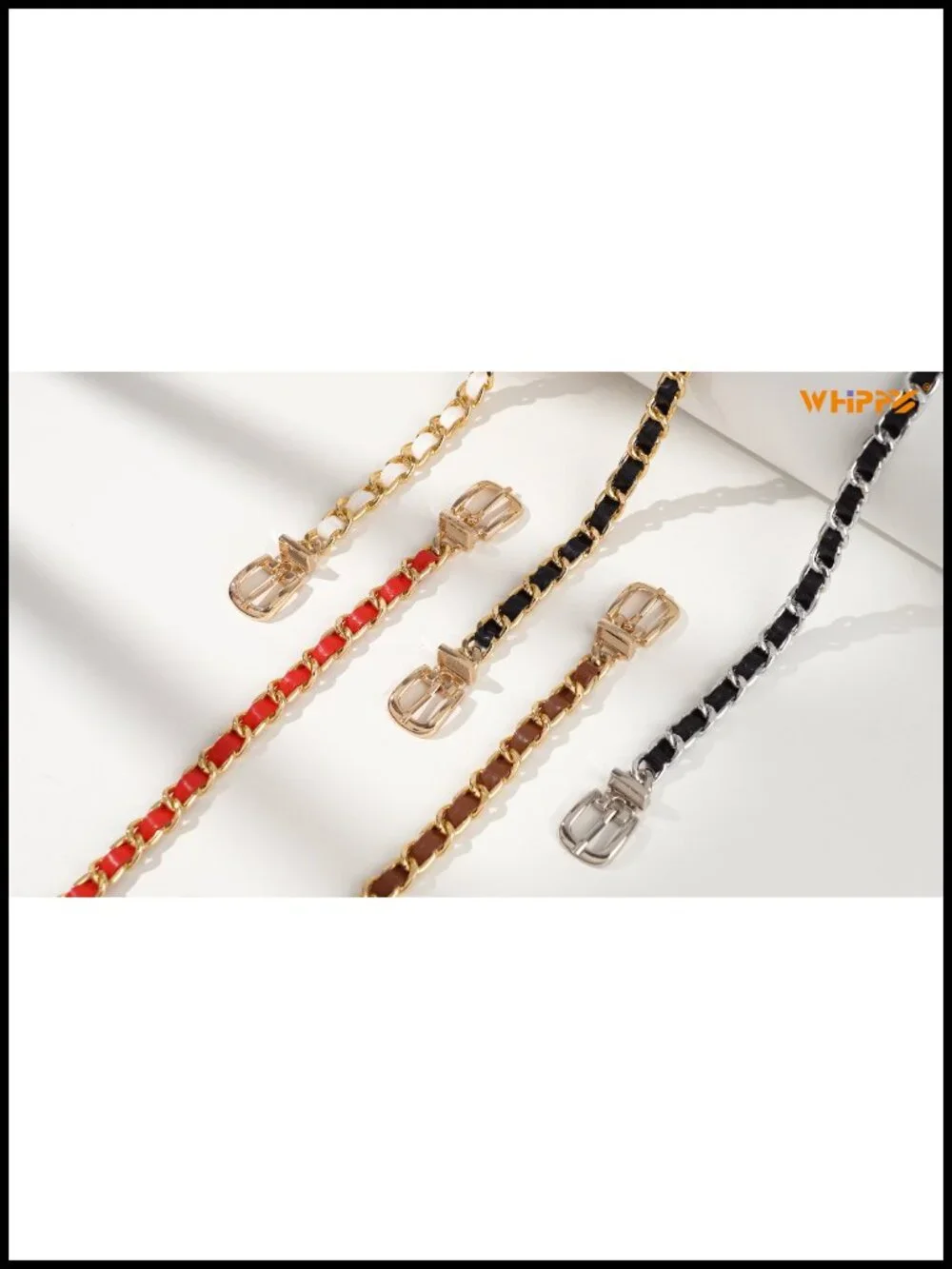 Metal Chain Waist Belt Adjustable Leather Link Chain Belt for Dresses Jeans